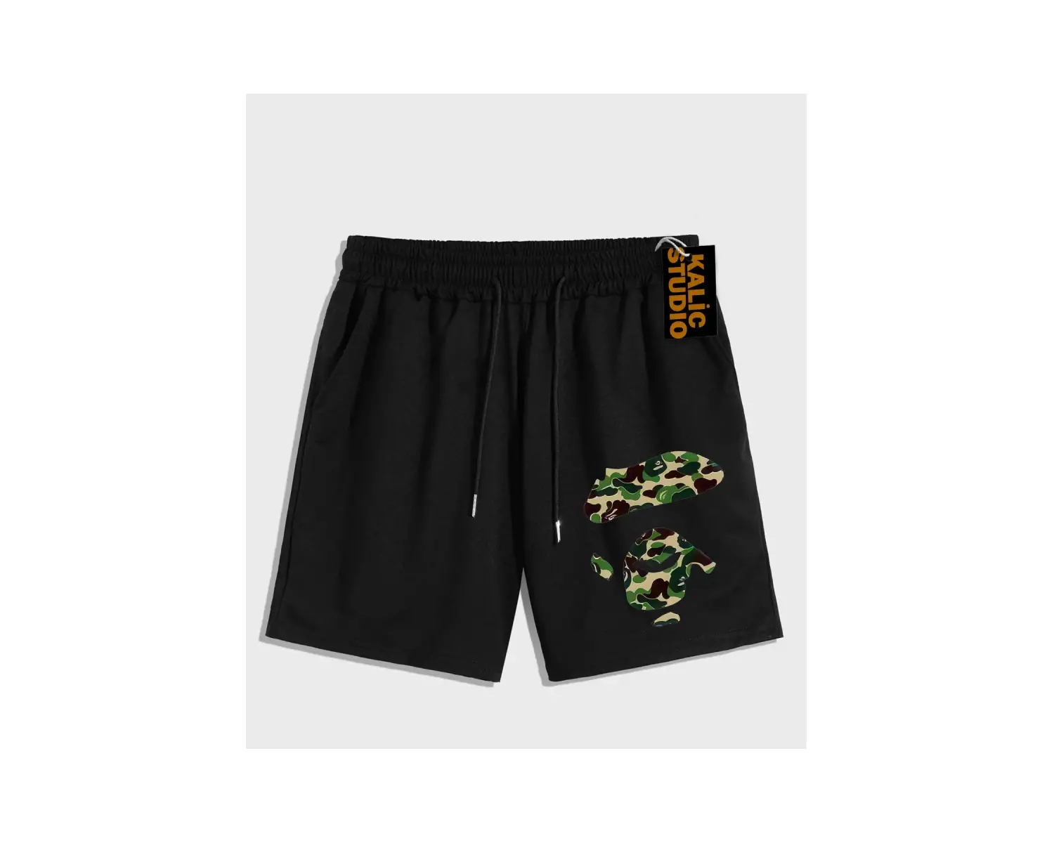 UNİSEX Bay Bape Desenli Siyah Yazlık ŞORT