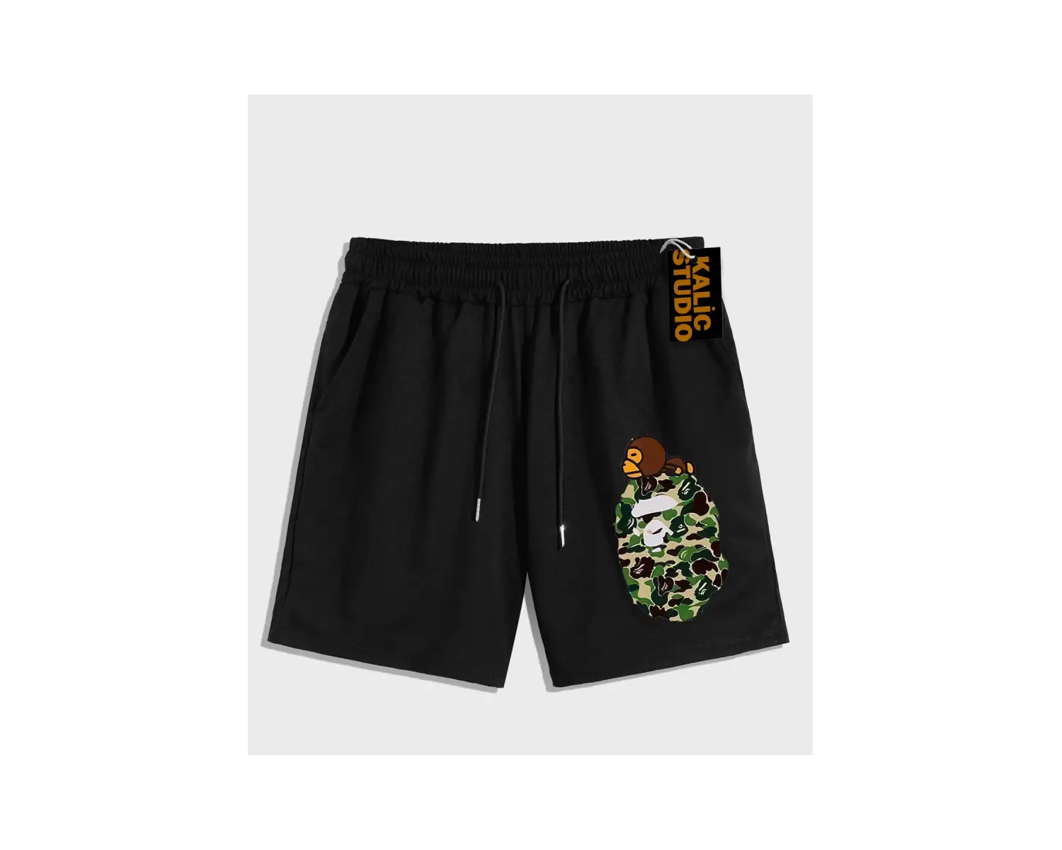 UNİSEX Bay Bape Desenli Siyah Yazlık ŞORT