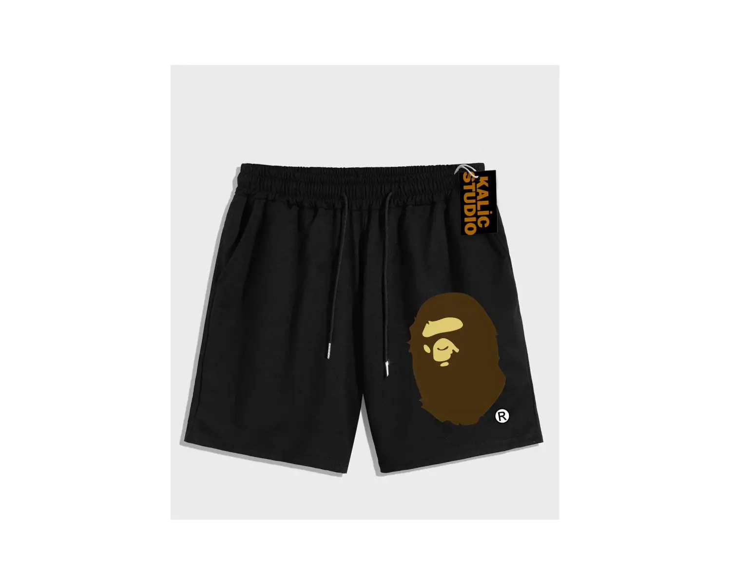 UNİSEX Bay Bape Desenli Siyah Yazlık ŞORT