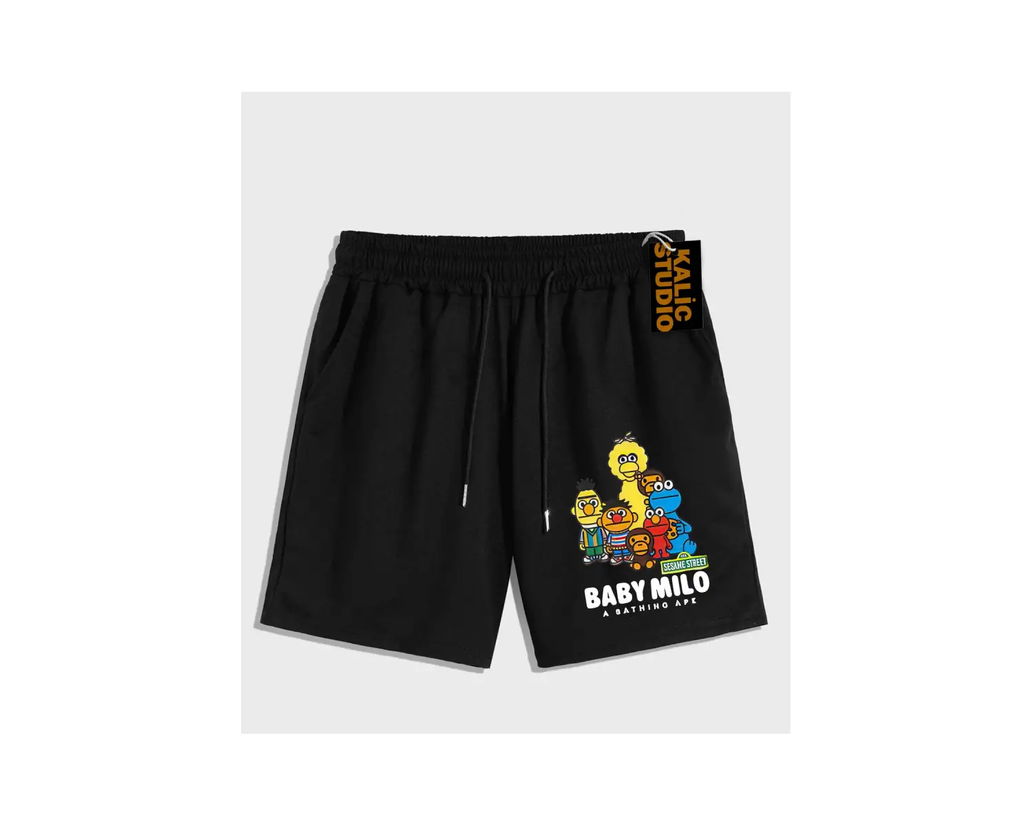 UNİSEX Bay Bape Desenli Siyah Yazlık ŞORT