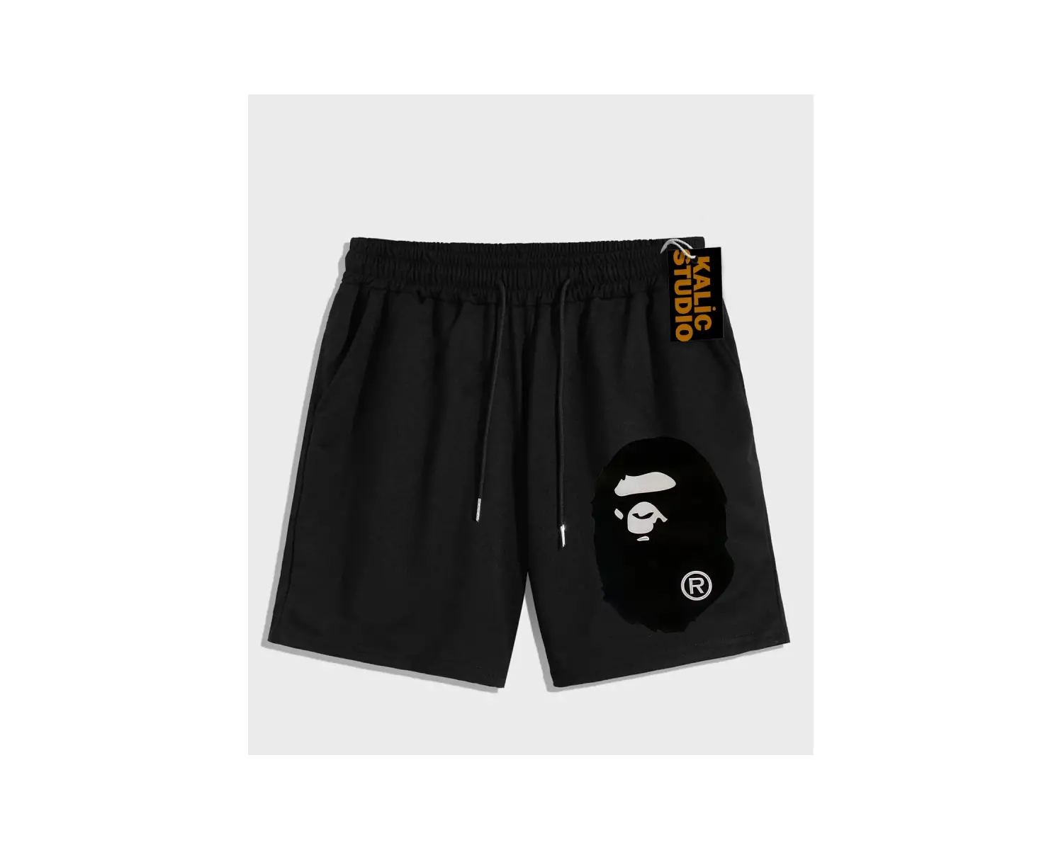 UNİSEX Bay Bape Desenli Siyah Yazlık ŞORT