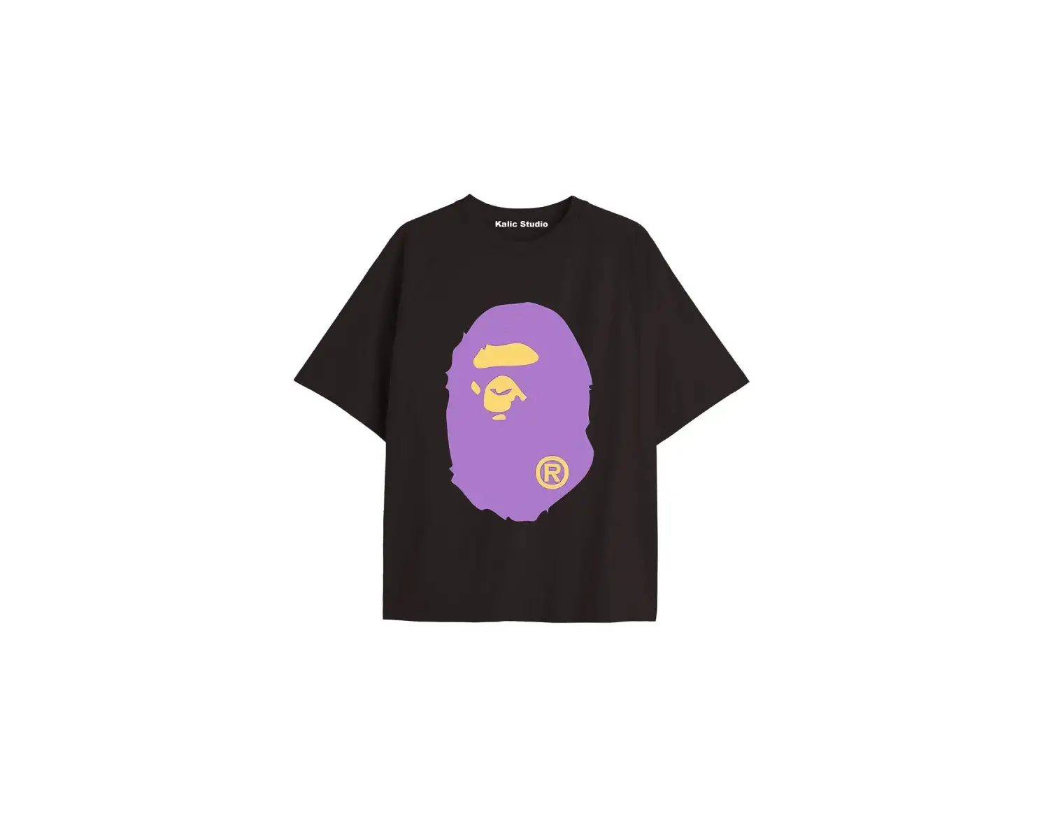 UNİSEX Bay Bape Desenli Siyah Yazlık T-shirt