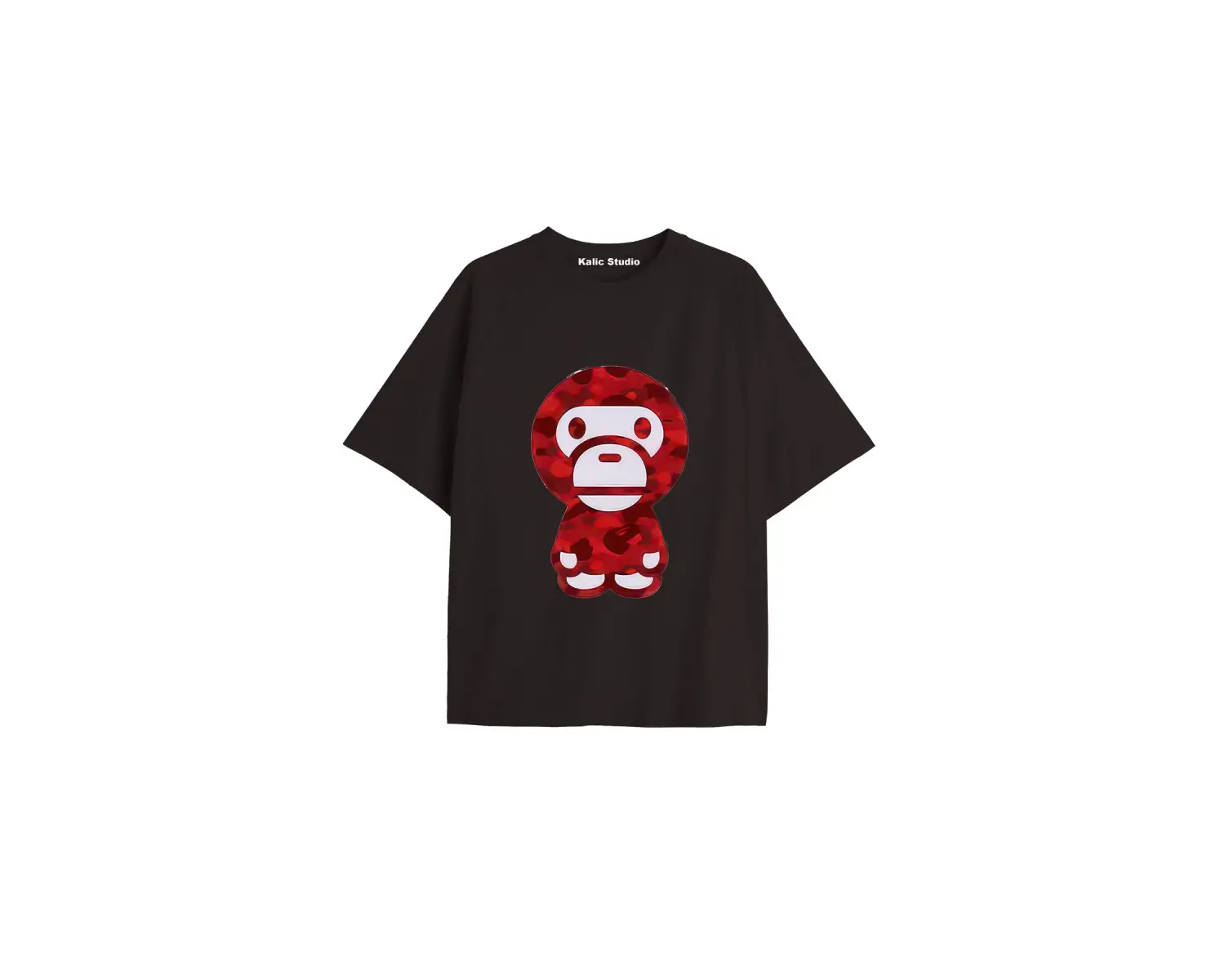 UNİSEX Bay Bape Desenli Siyah Yazlık T-shirt