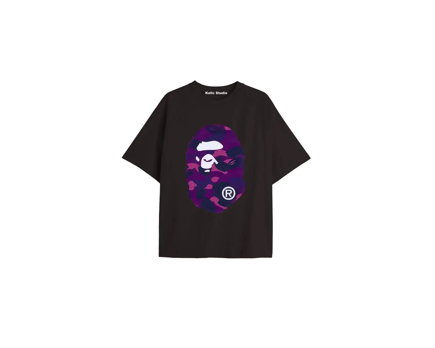UNİSEX Bay Bape Desenli Siyah Yazlık T-shirt