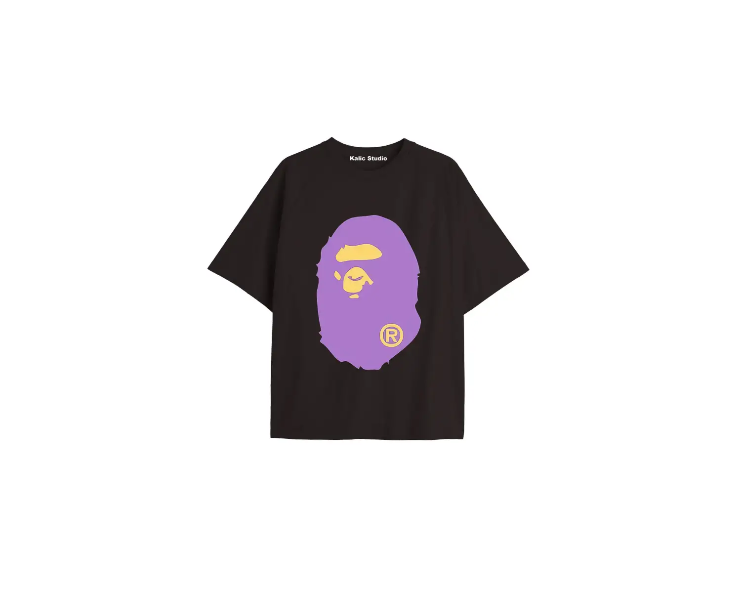 UNİSEX Bay Bape Desenli Siyah Yazlık T-shirt