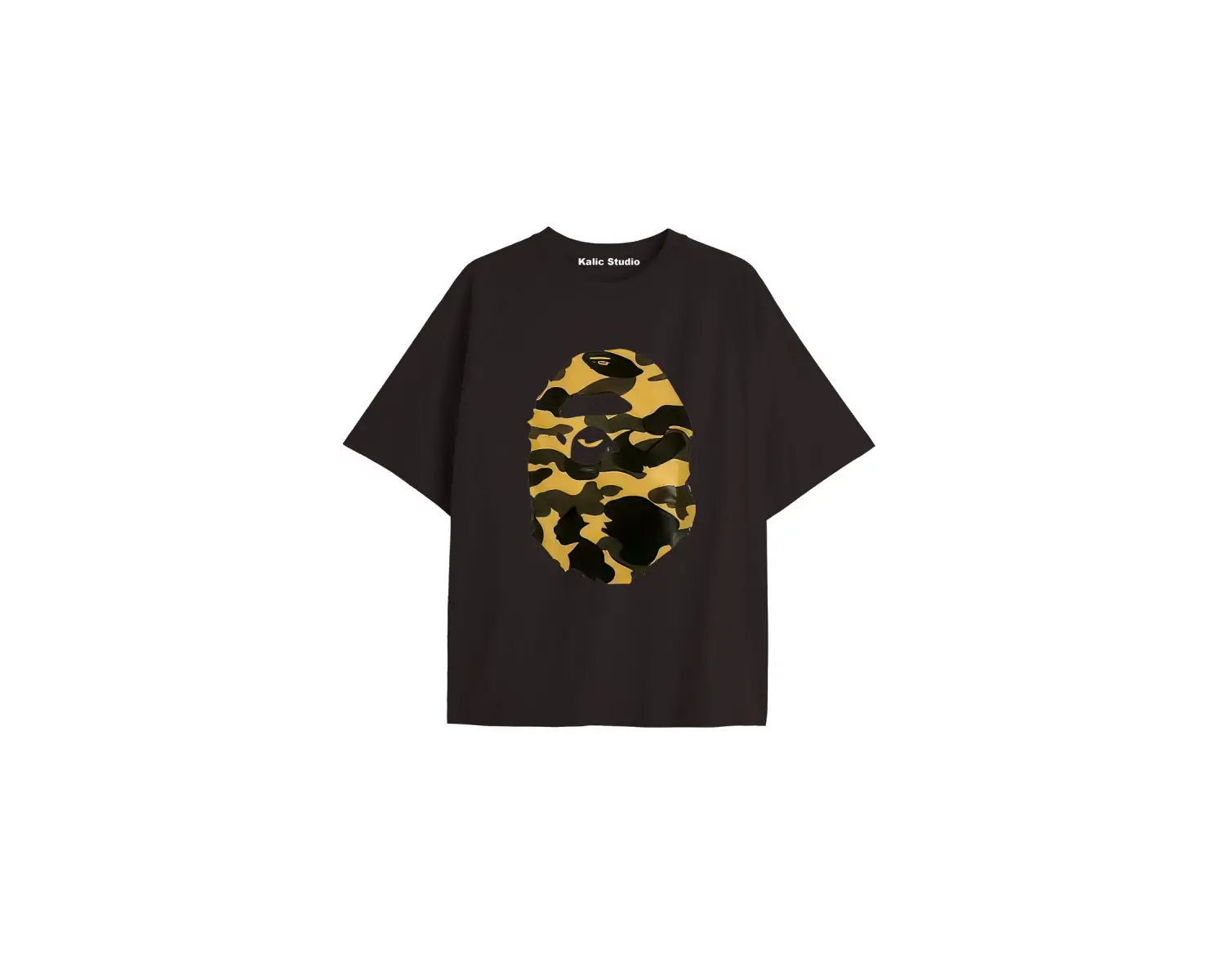 UNİSEX Bay Bape Desenli Siyah Yazlık T-shirt