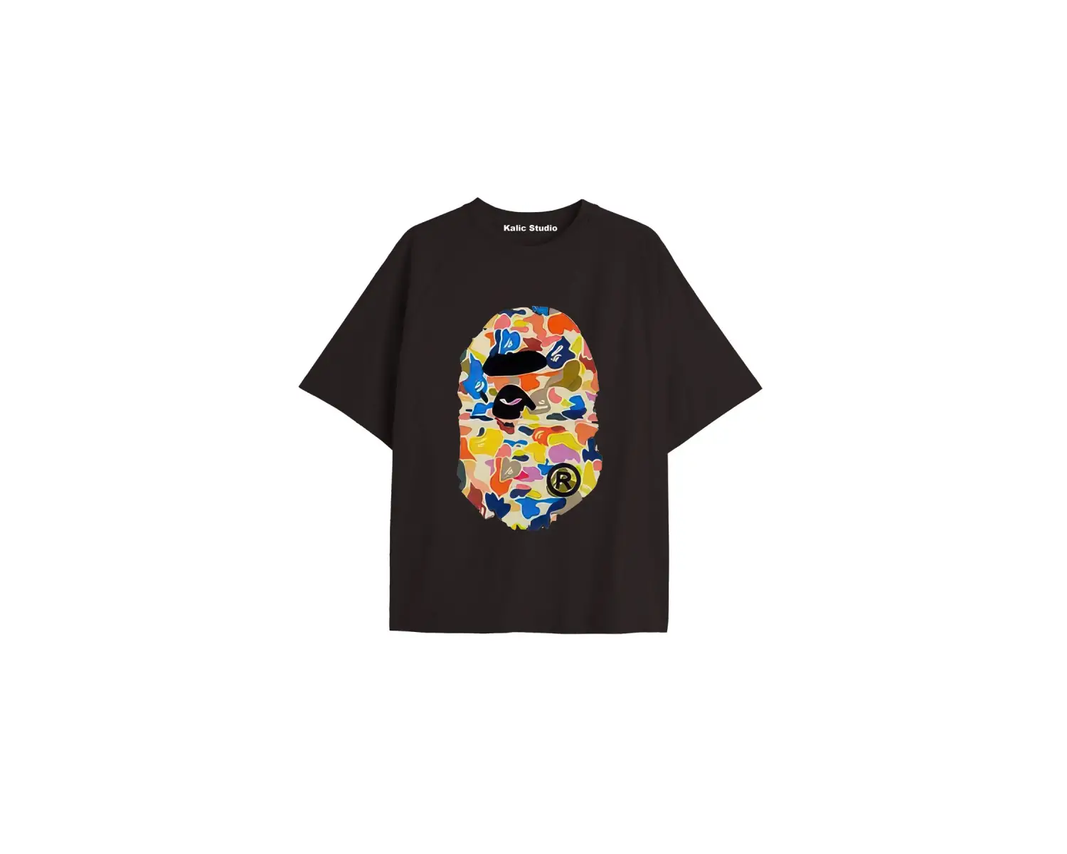 UNİSEX Bay Bape Desenli Siyah Yazlık T-shirt