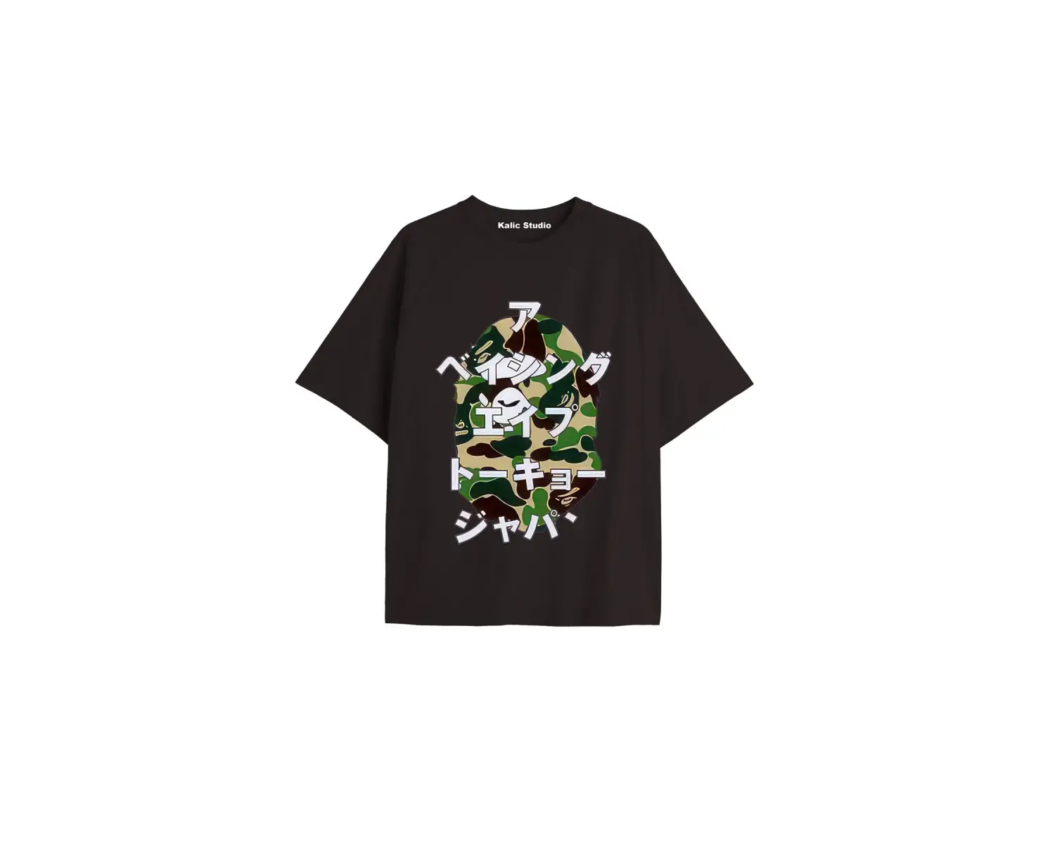 UNİSEX Bay Bape Desenli Siyah Yazlık T-shirt