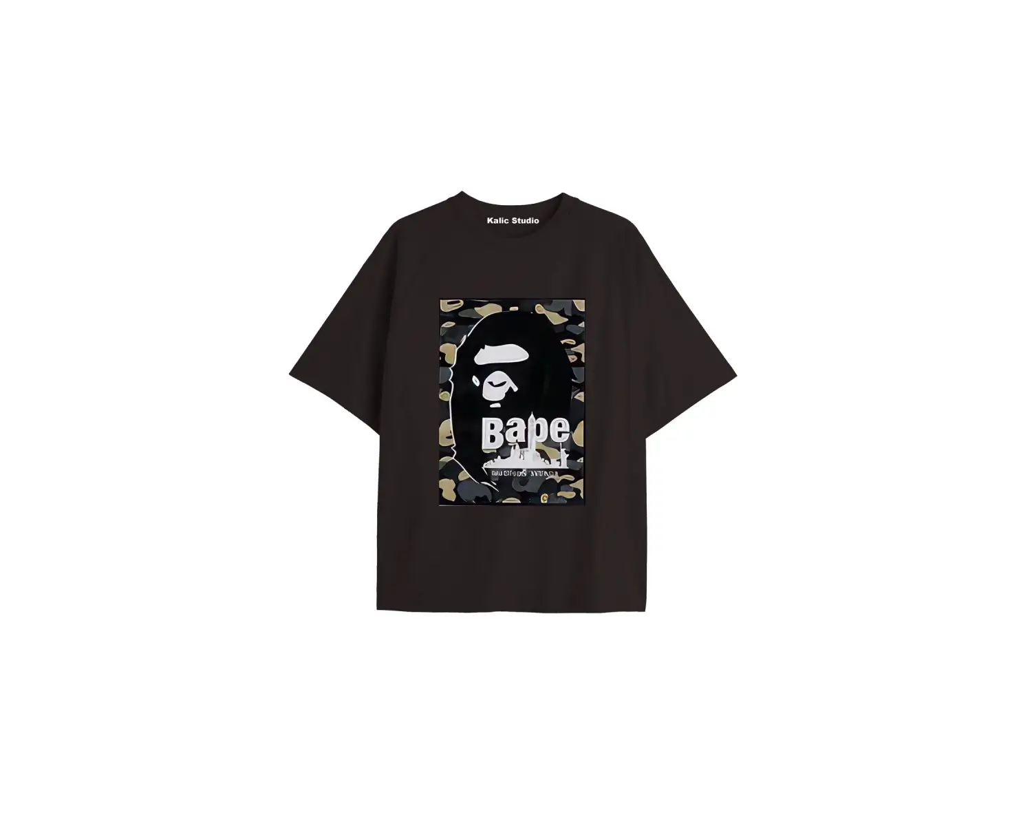 UNİSEX Bay Bape Desenli Siyah Yazlık T-shirt
