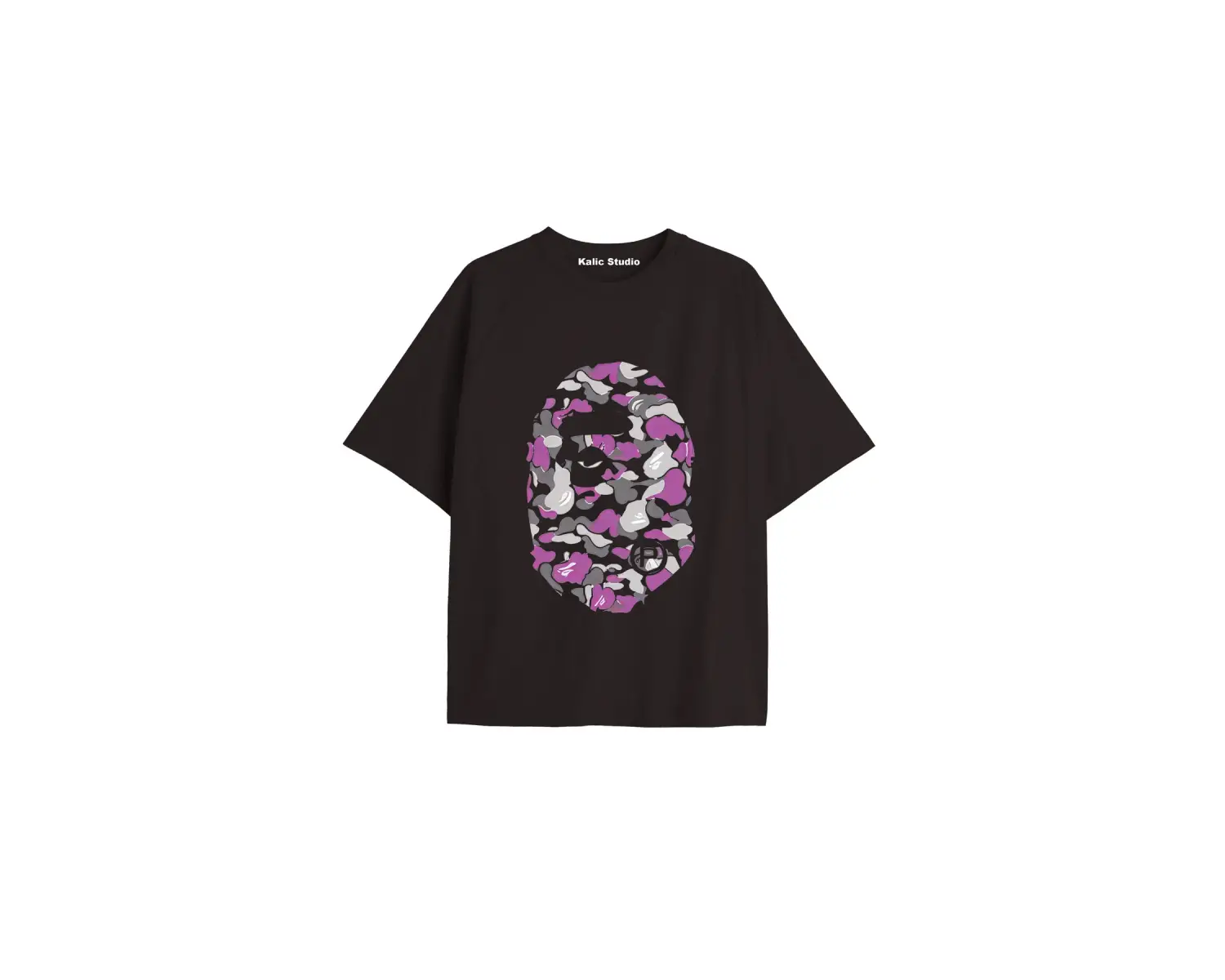 UNİSEX Bay Bape Desenli Siyah Yazlık T-shirt