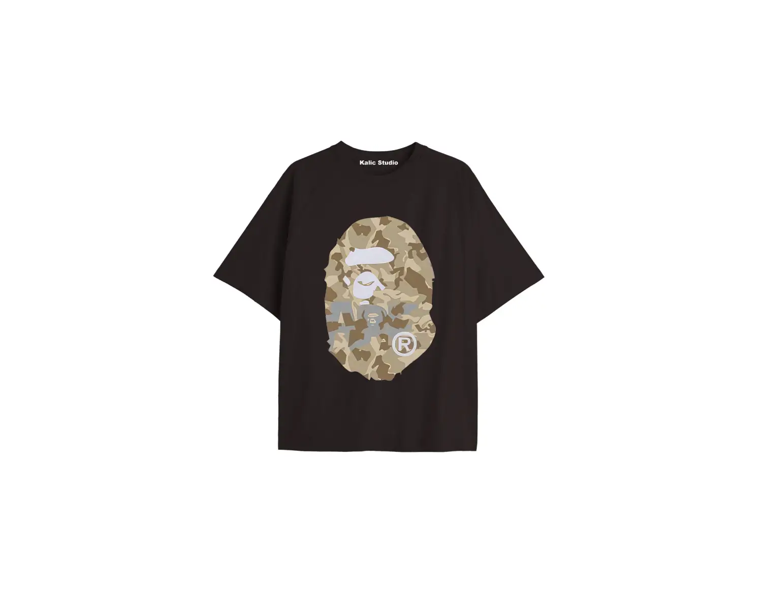 UNİSEX Bay Bape Desenli Siyah Yazlık T-shirt
