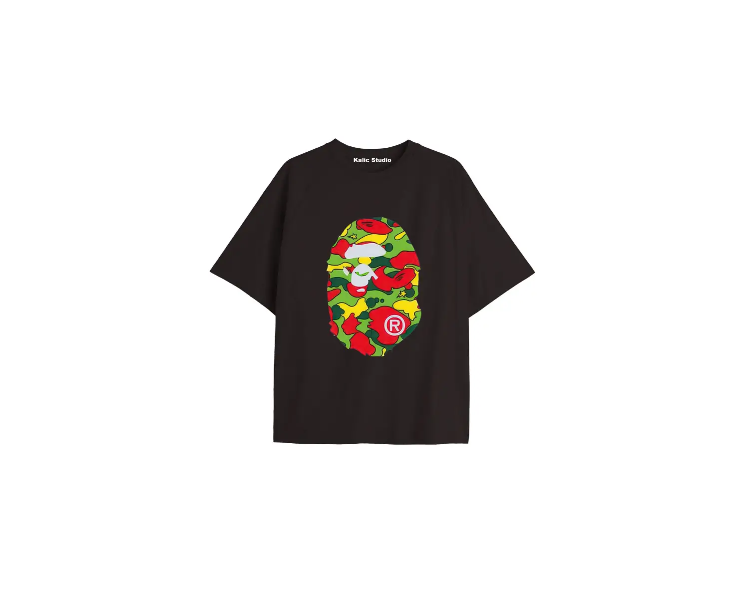 UNİSEX Bay Bape Desenli Siyah Yazlık T-shirt