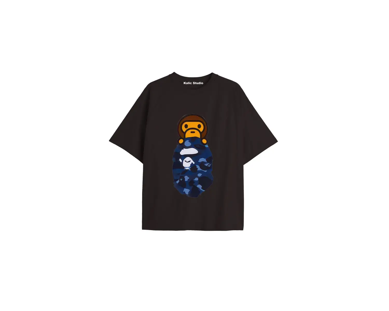 UNİSEX Bay Bape Desenli Siyah Yazlık T-shirt