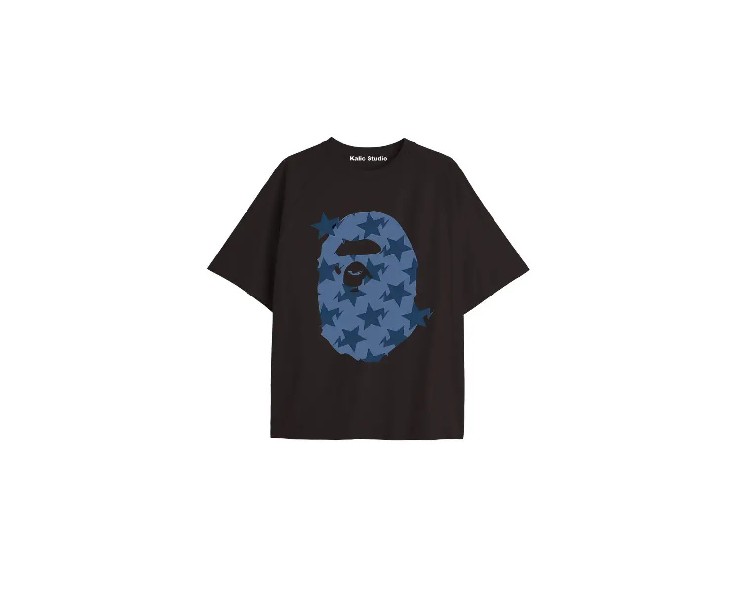 UNİSEX Bay Bape Desenli Siyah Yazlık T-shirt