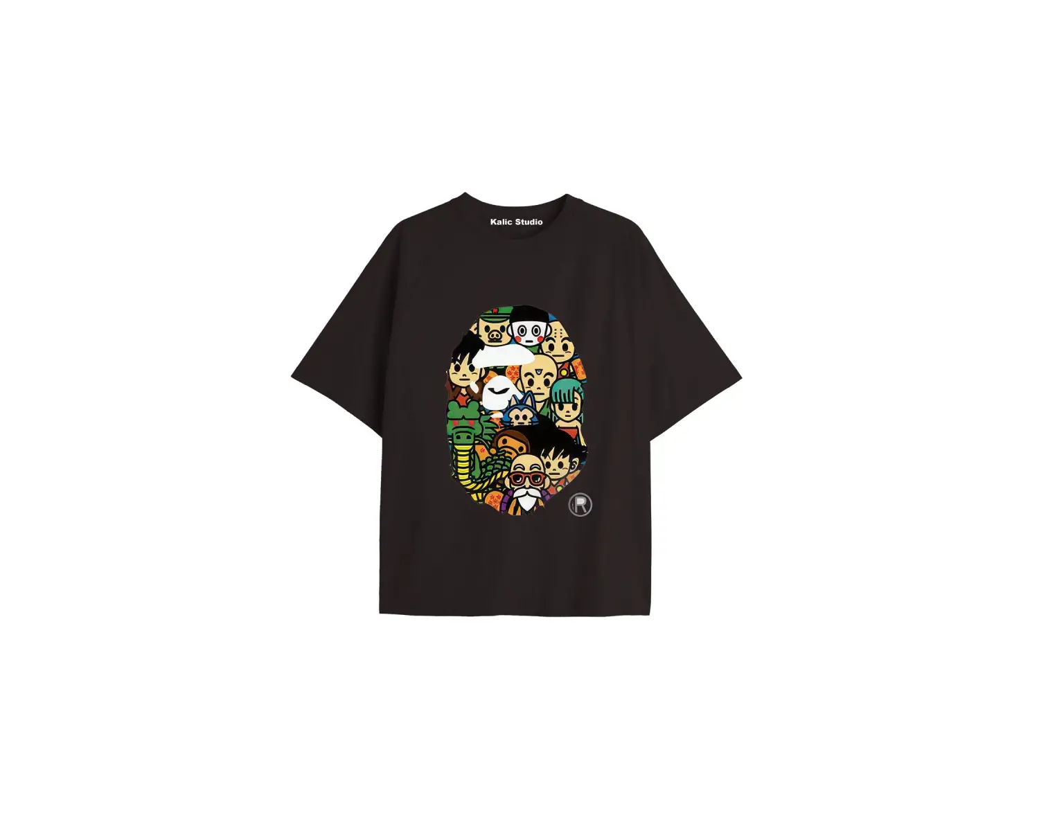 UNİSEX Bay Bape Desenli Siyah Yazlık T-shirt