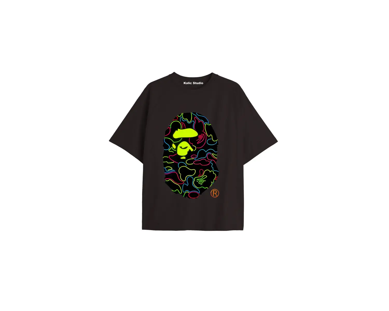 UNİSEX Bay Bape Desenli Siyah Yazlık T-shirt