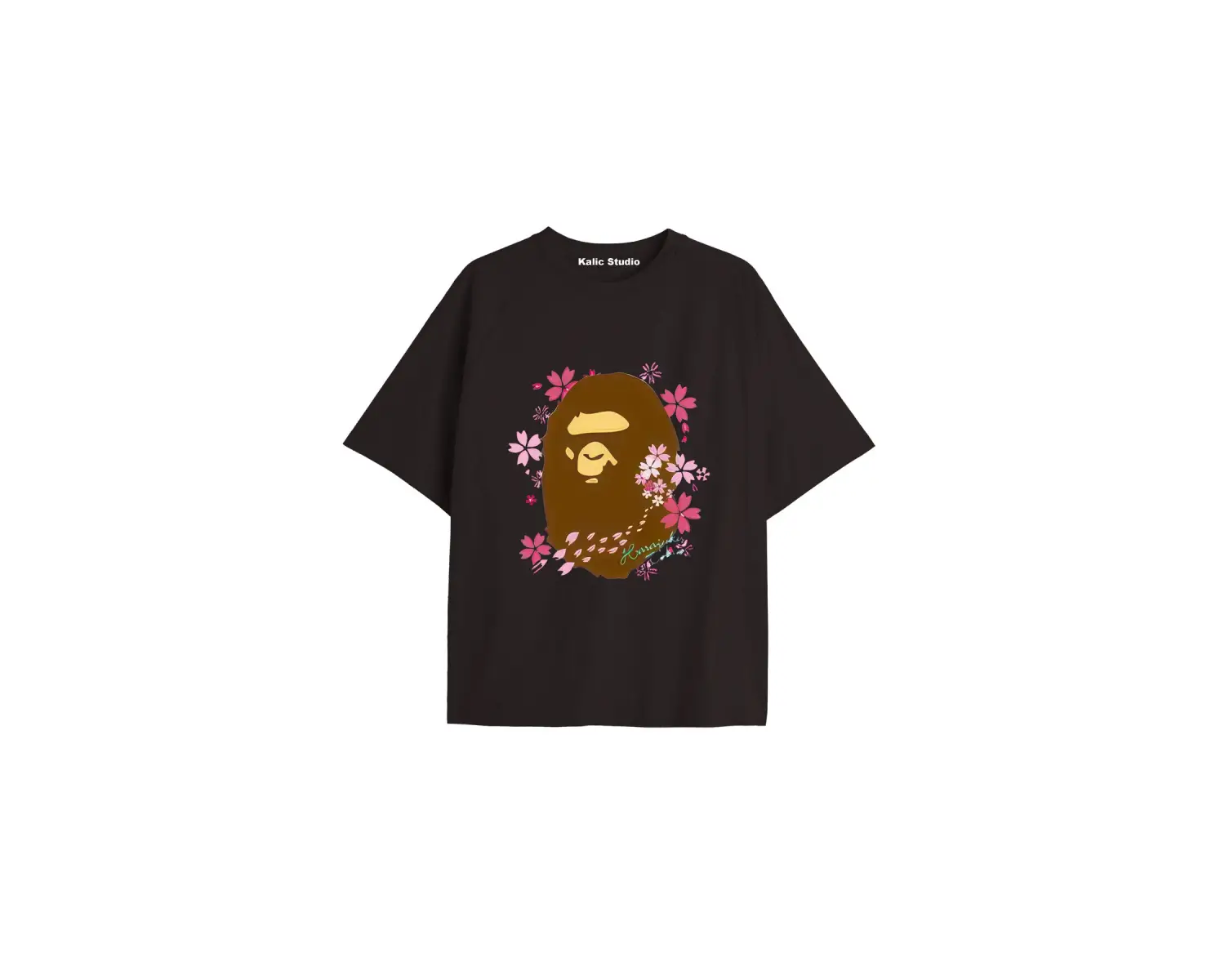 UNİSEX Bay Bape Desenli Siyah Yazlık T-shirt