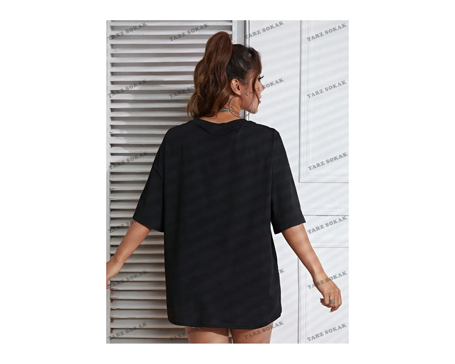 Unisex BAY  Çiçek Desenli Düşük Omuz Tişört KOD-1333