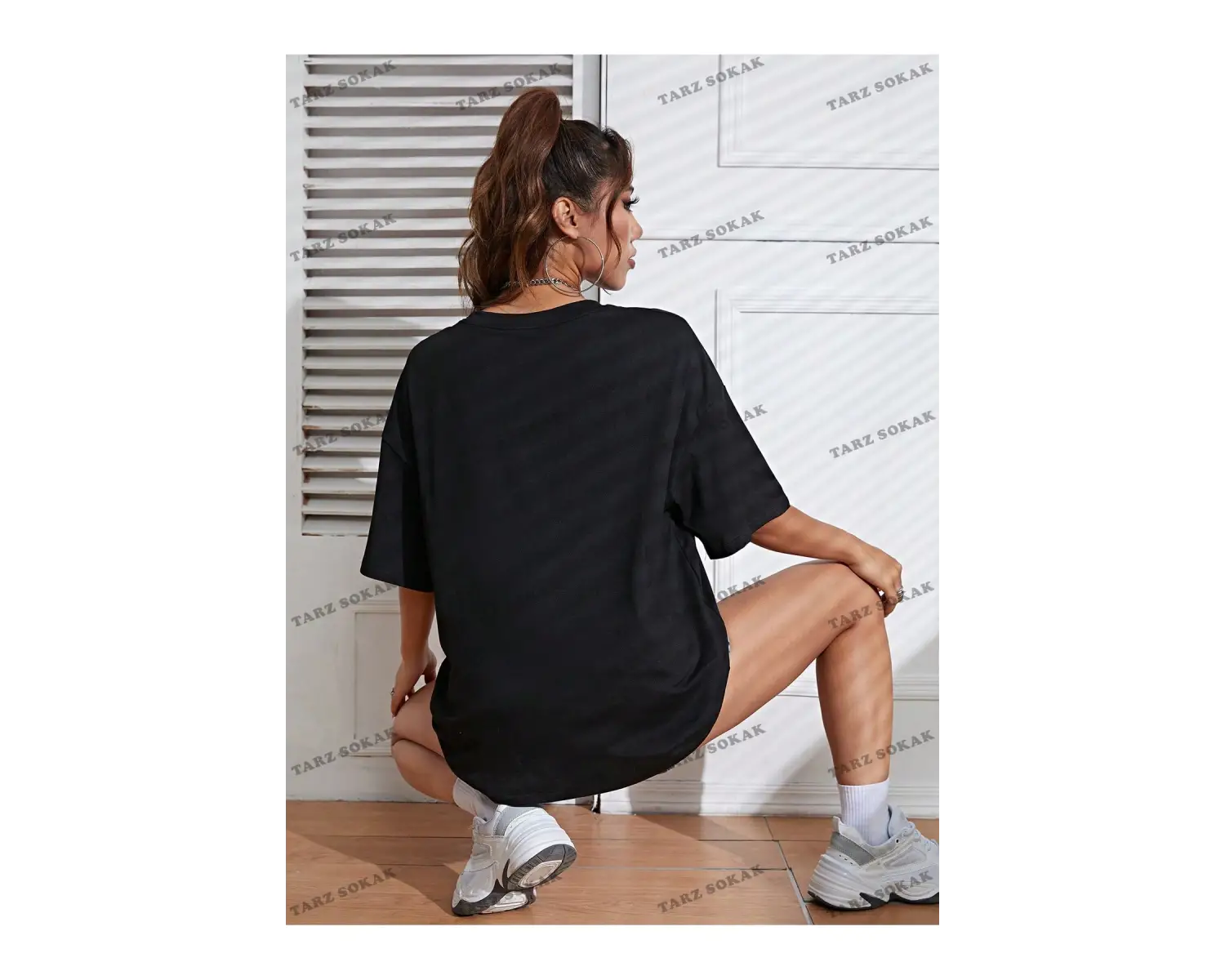 Unisex BAY  Çiçek Desenli Düşük Omuz Tişört KOD-1333