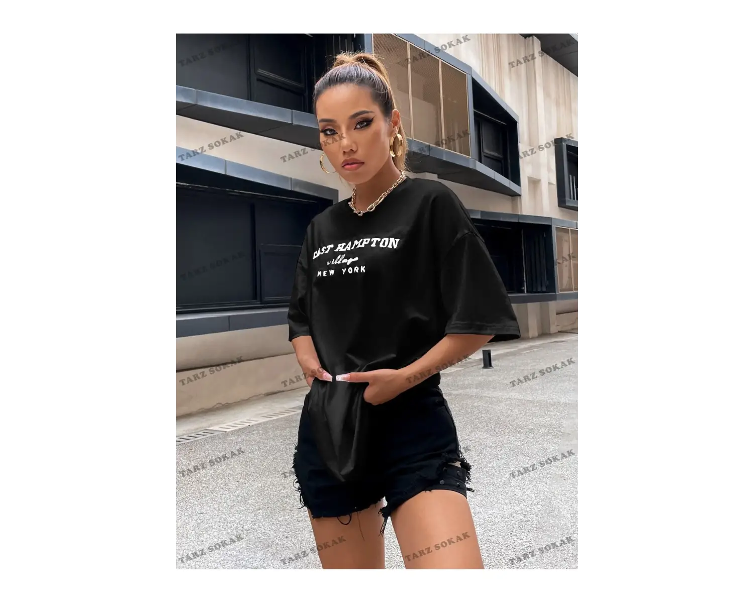 Unisex BAY  Damla Omuz Yazılı Nakışlı Üst KOD-1351