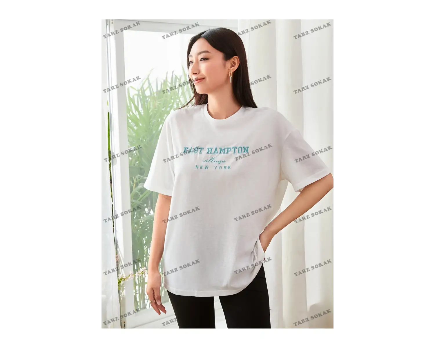 Unisex BAY  Damla Omuz Yazılı Nakışlı Üst KOD-1351