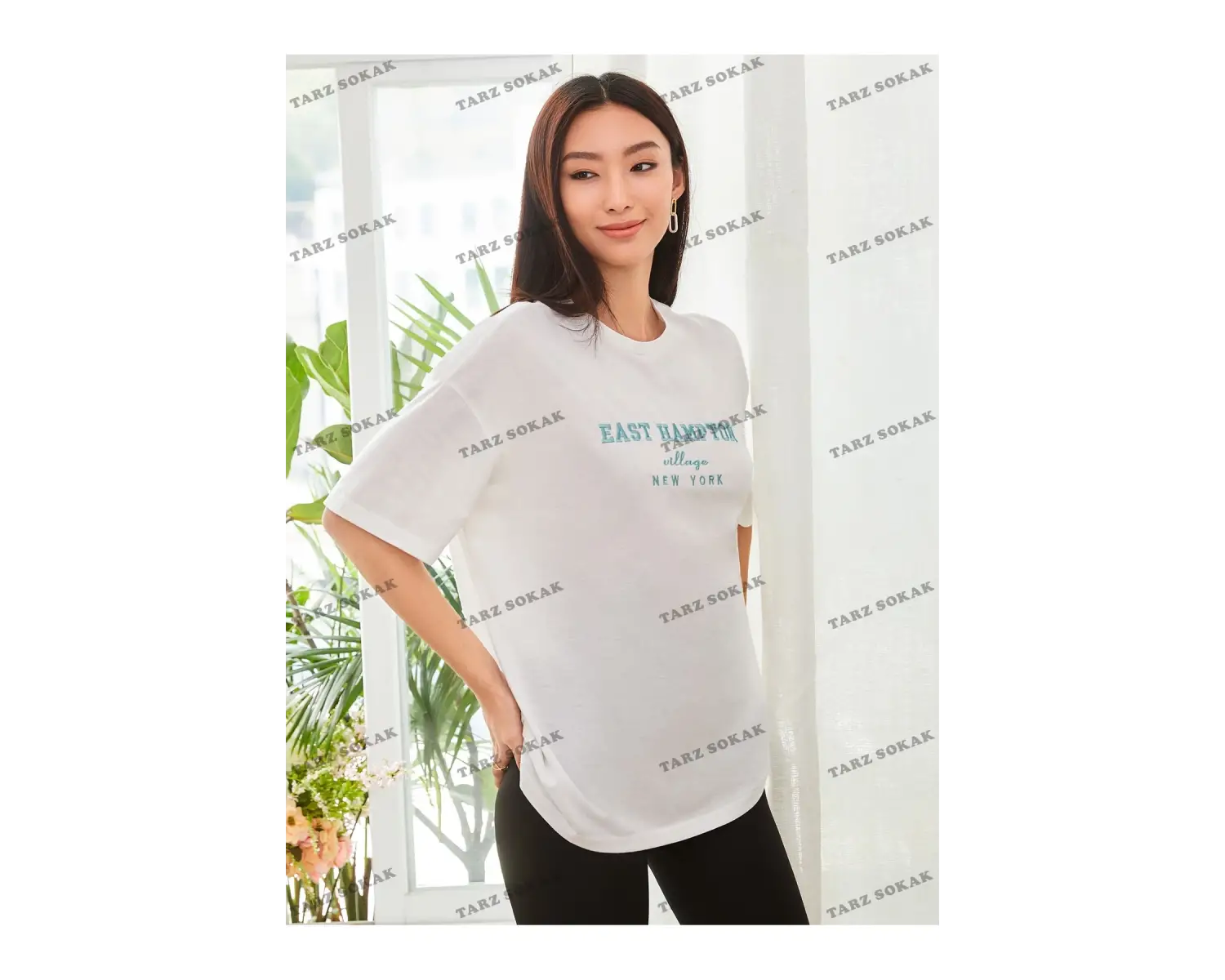 Unisex BAY  Damla Omuz Yazılı Nakışlı Üst KOD-1351