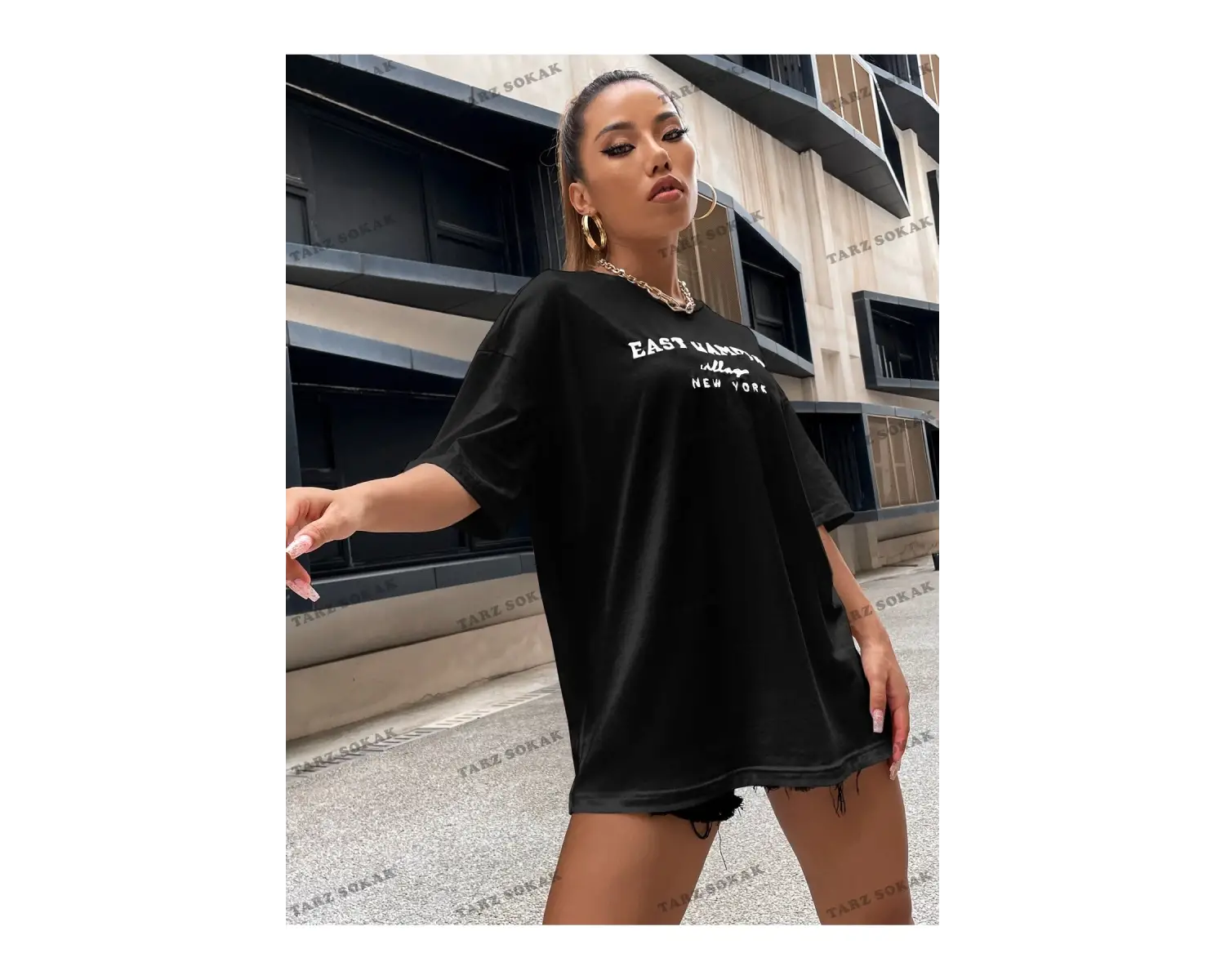 Unisex BAY  Damla Omuz Yazılı Nakışlı Üst KOD-1351