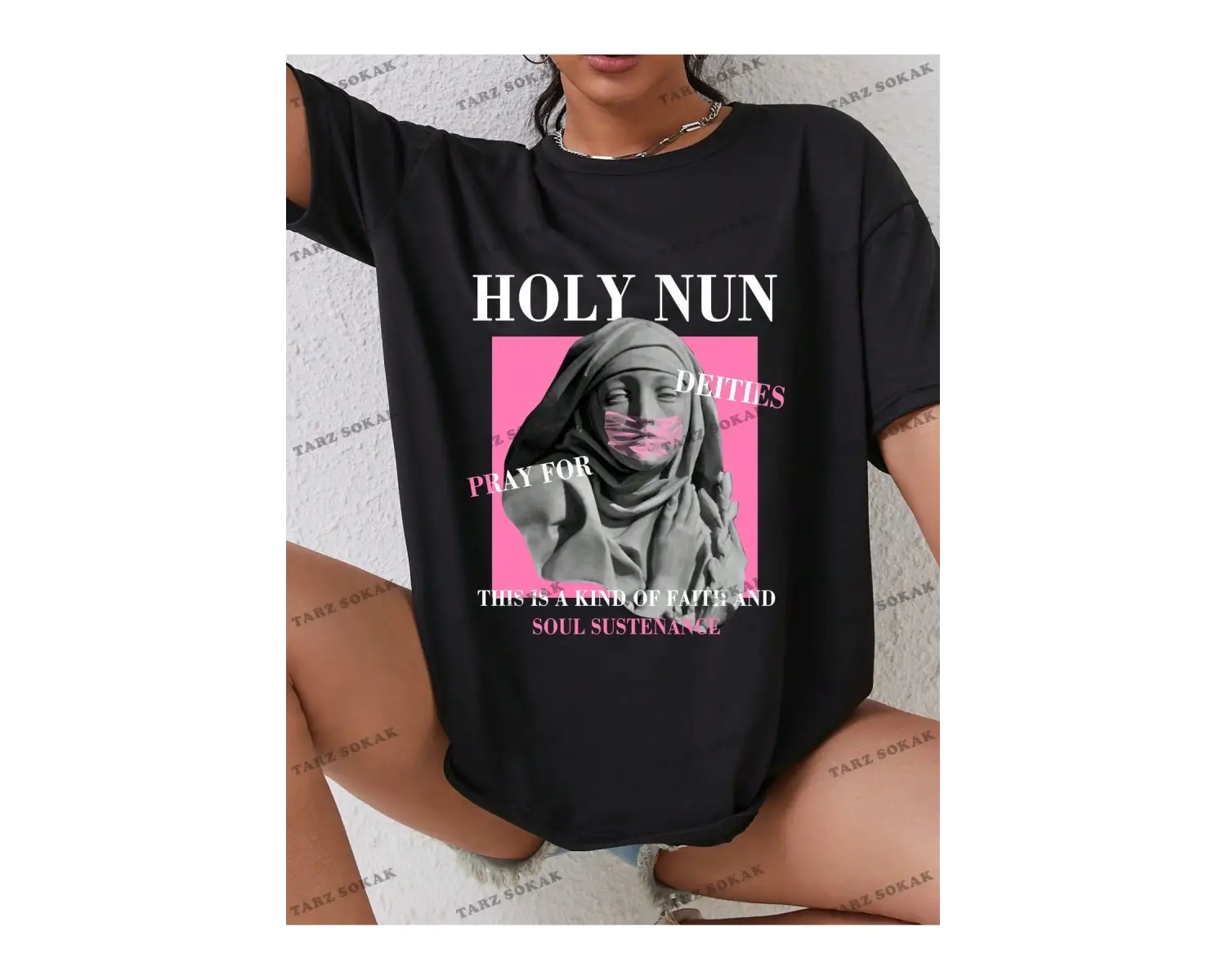 Unisex BAY  Damla Omuz Yazılı Nakışlı Üst KOD-1352