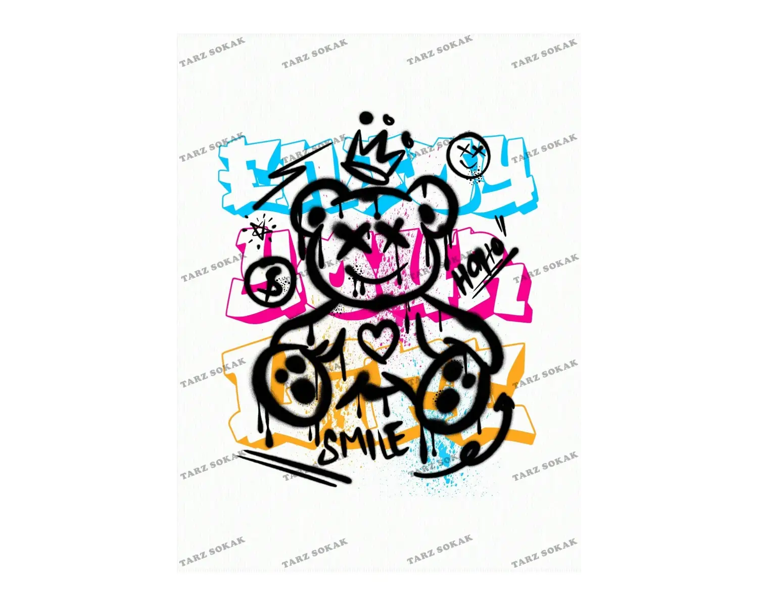 Unisex BAY  Desen Baskılı Düşük Omuzlu T-Shirt KOD-1334