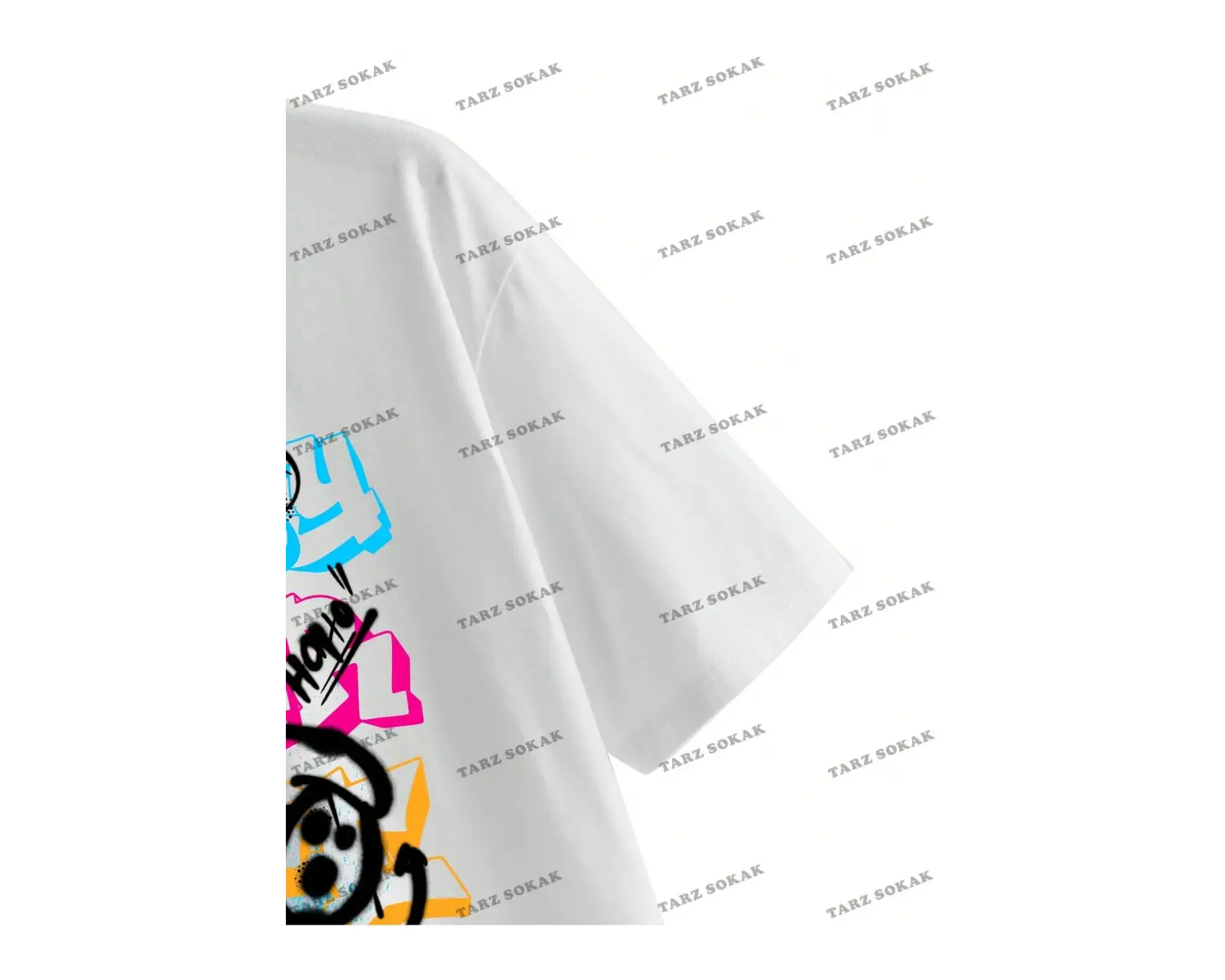 Unisex BAY  Desen Baskılı Düşük Omuzlu T-Shirt KOD-1334