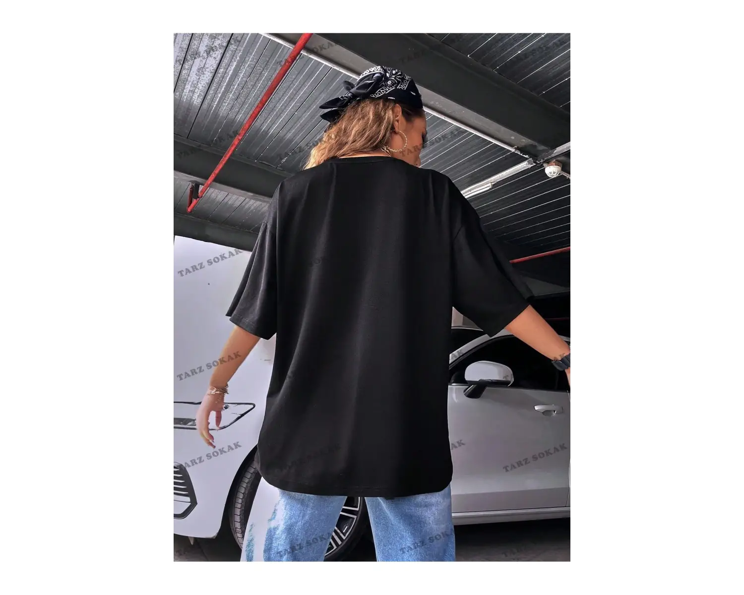 Unisex BAY  Ejderha Baskılı Düşük Omuz Kısa Kollu Tişört KOD-1349