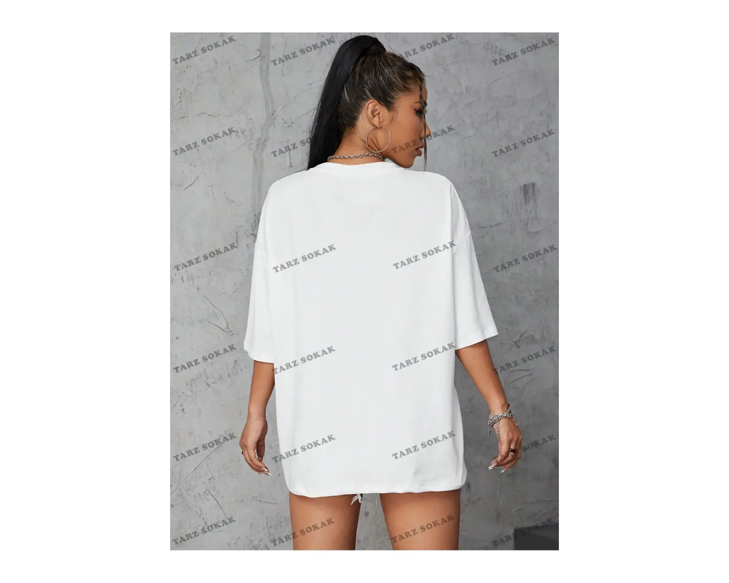 Unisex BAY  Goth Kadın Kafatası Desenli Damla Omuz T-shirt KOD-1367