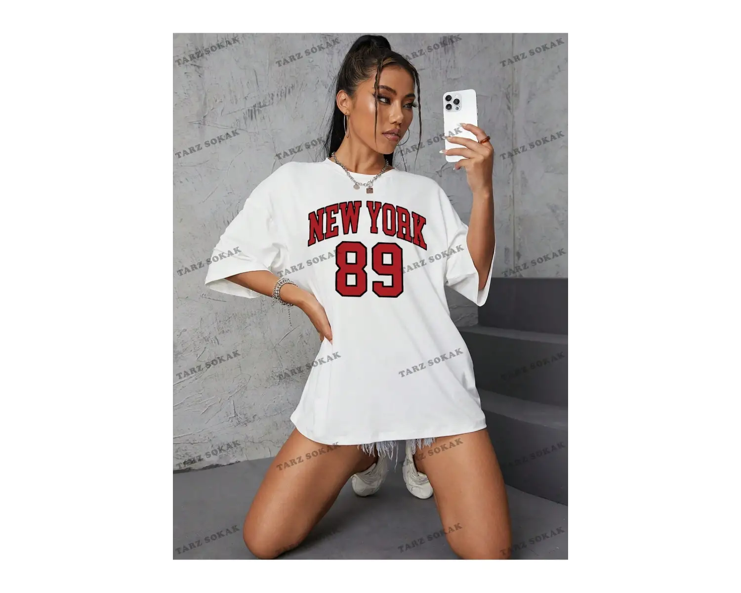 Unisex BAY  Goth Kadın Kafatası Desenli Damla Omuz T-shirt KOD-1367