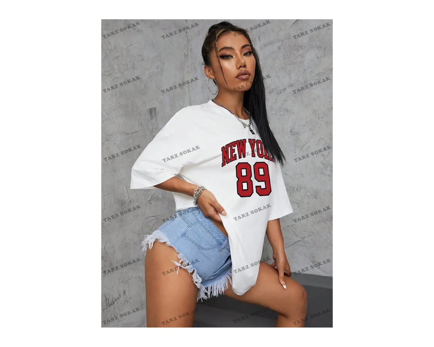 Unisex BAY  Goth Kadın Kafatası Desenli Damla Omuz T-shirt KOD-1367