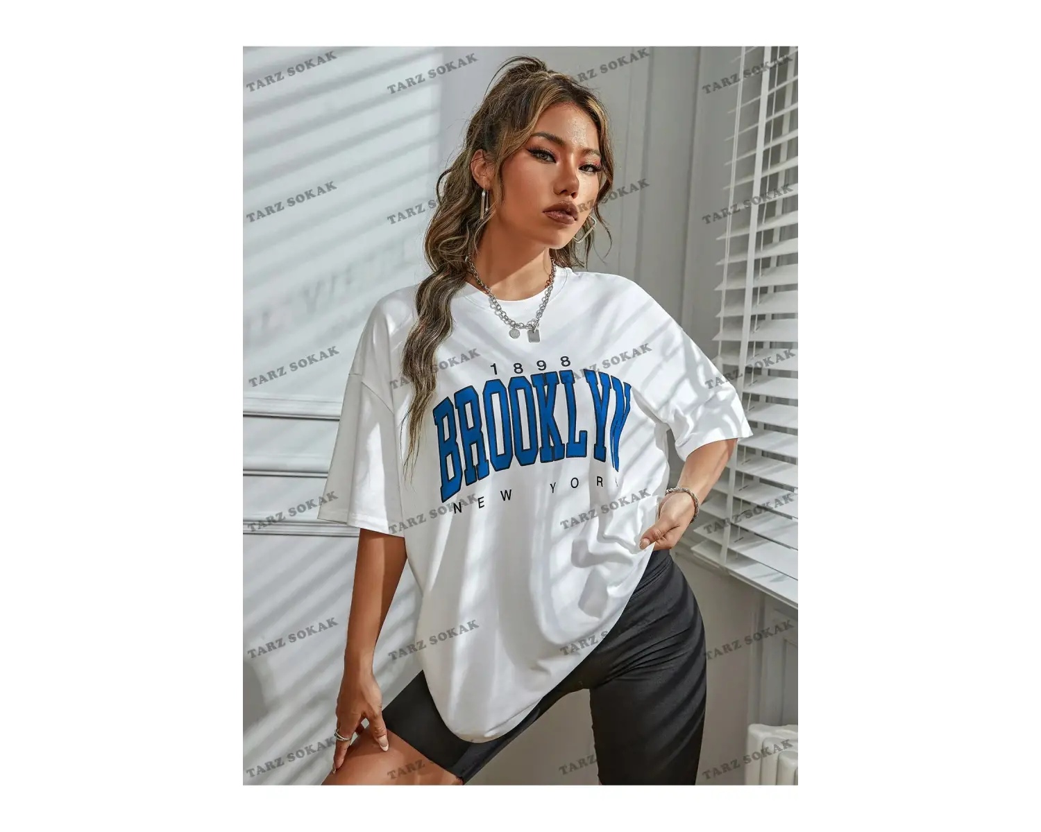 Unisex BAY  Harf Grafikli Düşük Omuzlu Tişört KOD-1306