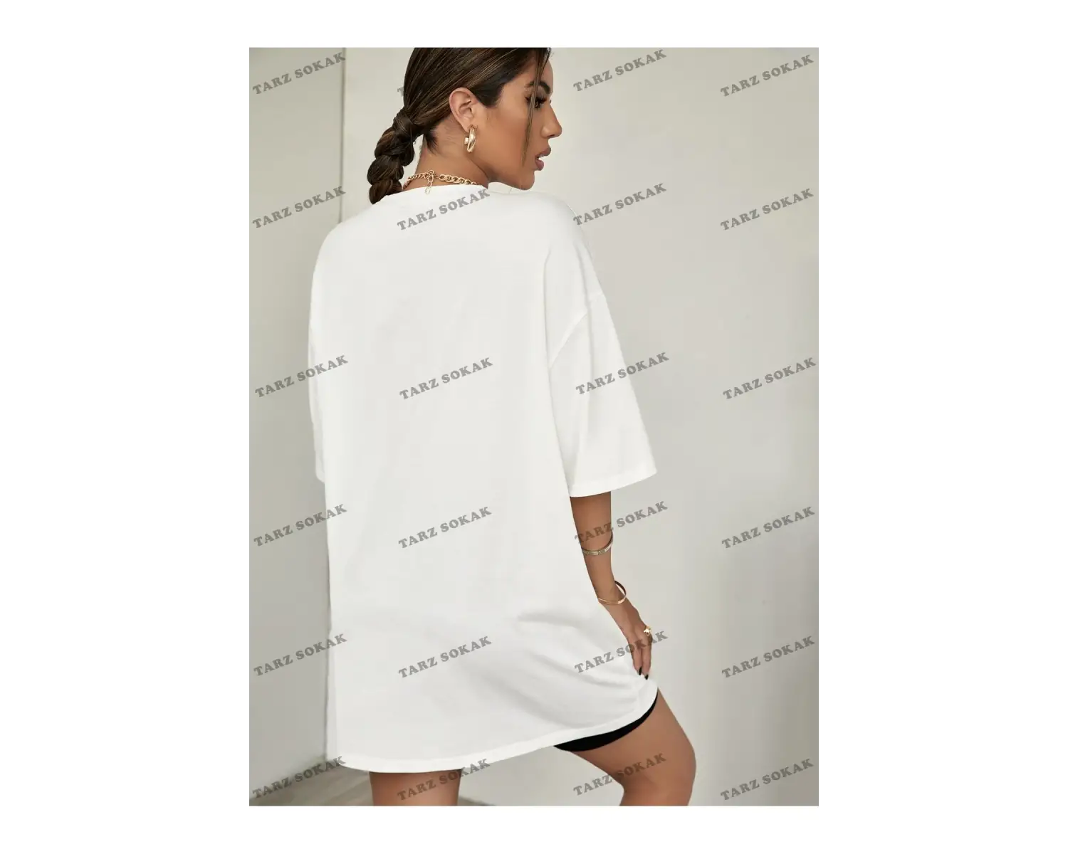 Unisex BAY  Harf Grafikli Düşük Omuzlu Tişört KOD-1309