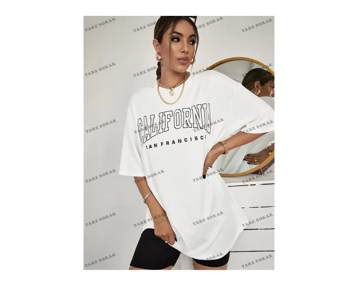 Unisex BAY  Harf Grafikli Düşük Omuzlu Tişört KOD-1309