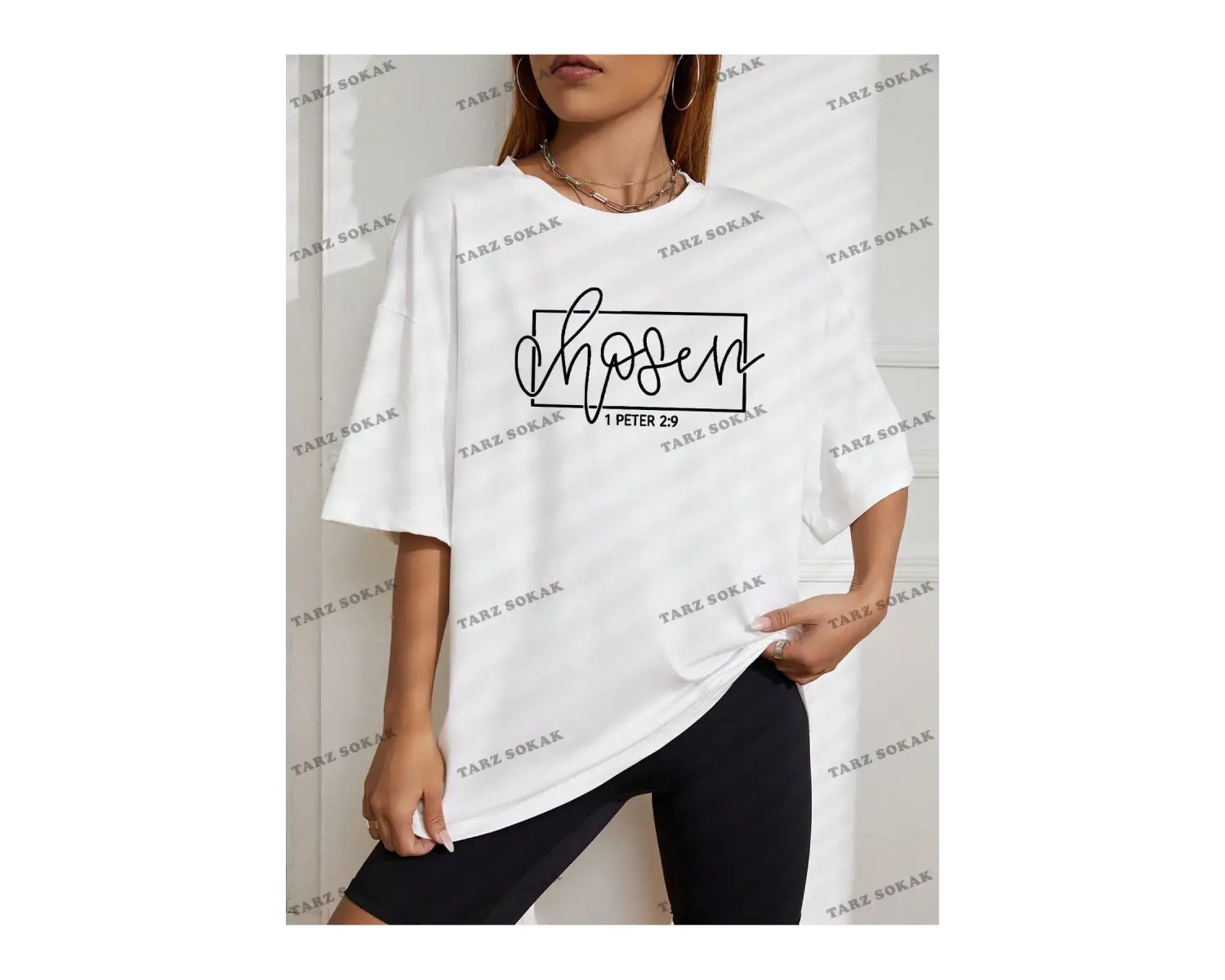 Unisex BAY  Harf Grafikli Düşük Omuzlu Tişört KOD-1322