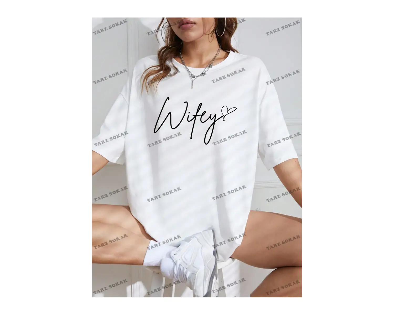 Unisex BAY  Harf Grafikli Düşük Omuzlu Tişört KOD-1337