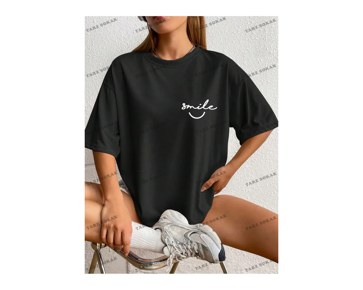 Unisex BAY  Harf Grafikli Düşük Omuzlu Tişört KOD-1373