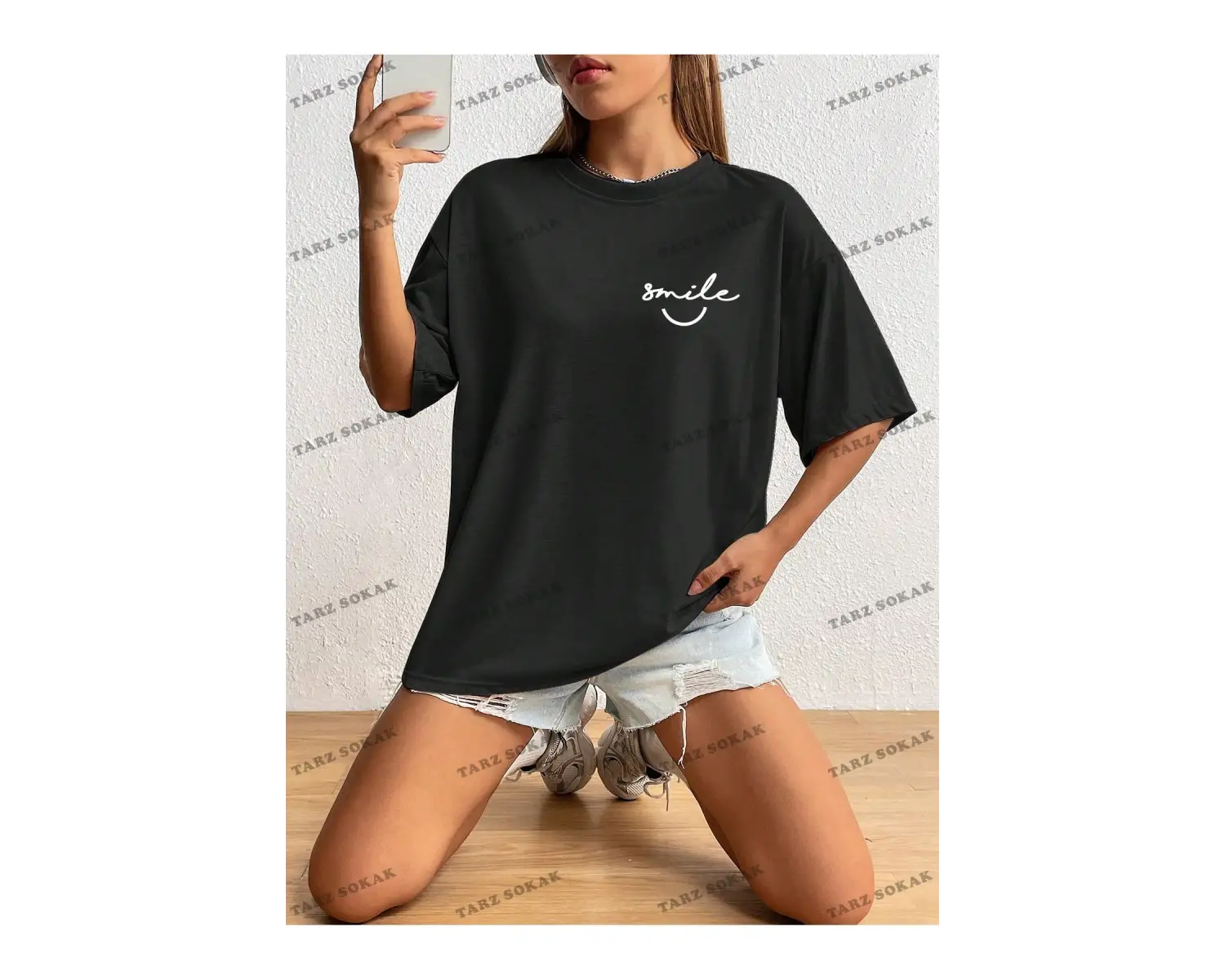 Unisex BAY  Harf Grafikli Düşük Omuzlu Tişört KOD-1373