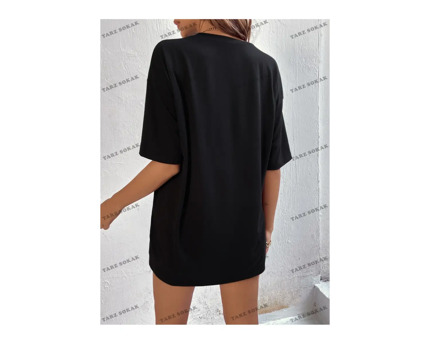 Unisex BAY  Harf Grafikli Düşük Omuzlu Tişört KOD-1385