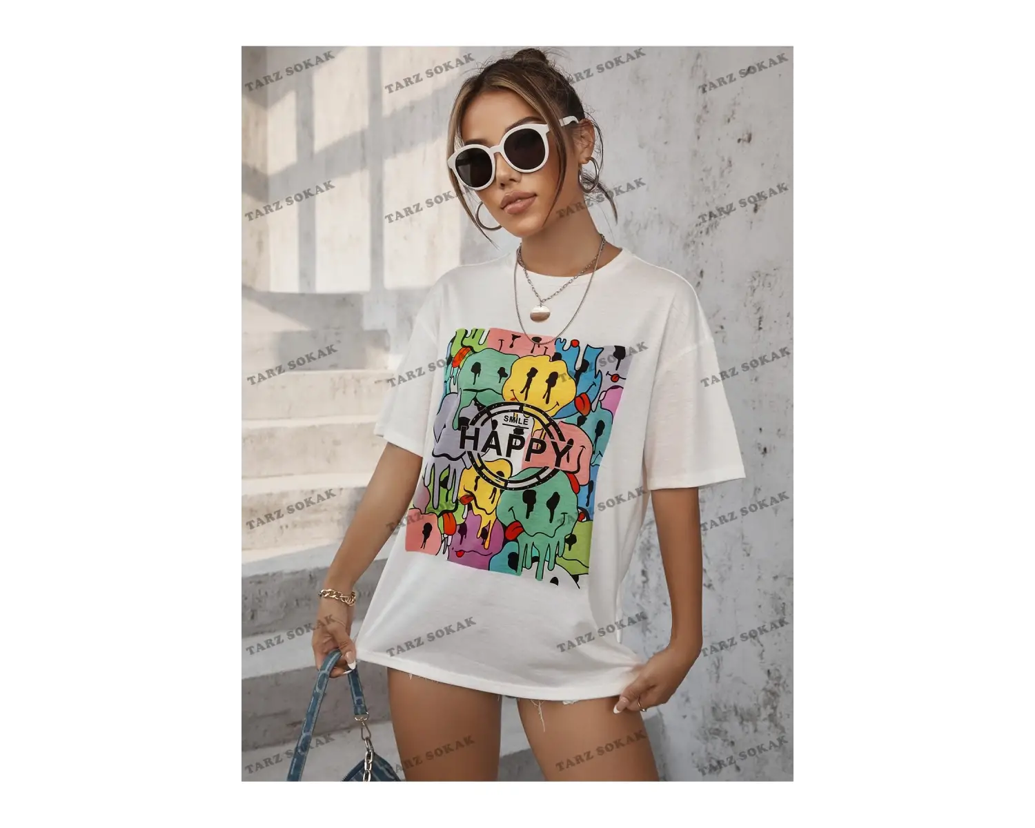 Unisex BAY  Harf ve İfade Baskı Düşük Omuzlu Tişört KOD-1376