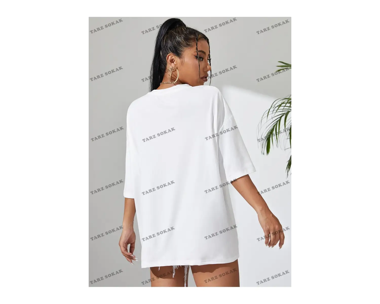 Unisex BAY  Harfli Grafik Düşük Omuz Oversize Tişört KOD-1343