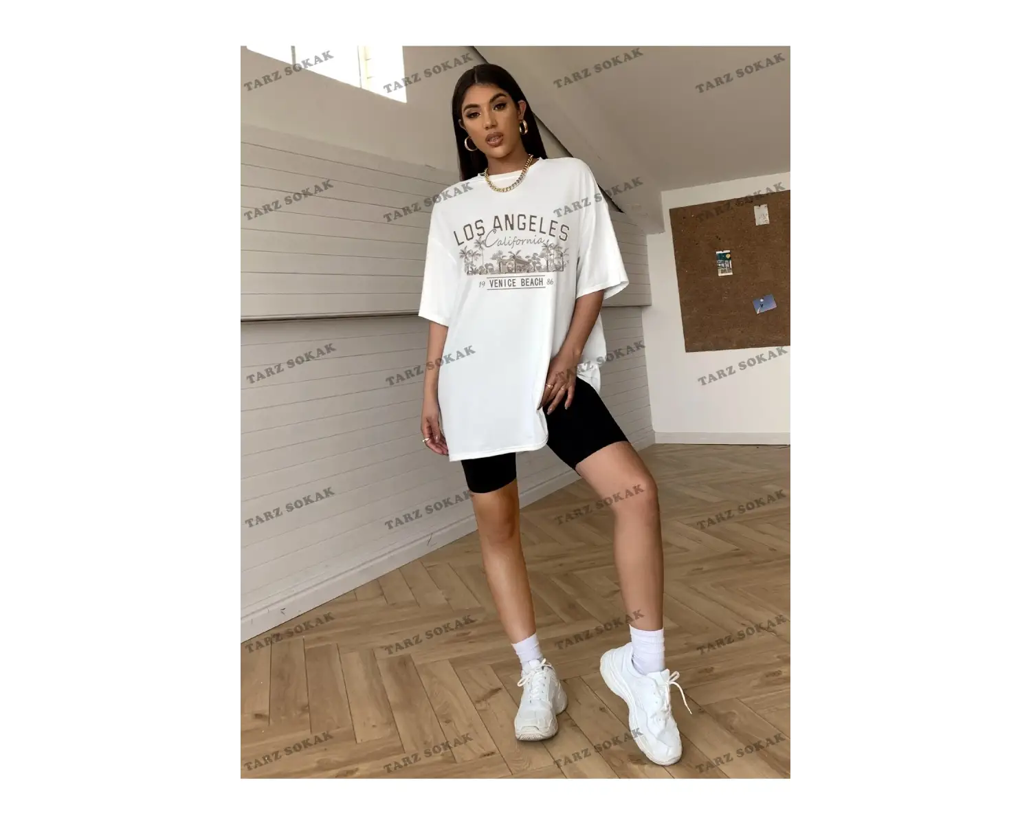 Unisex BAY  Hindistan Cevizi Ağacı Ve Harf Grafikli Drop Omuz Tişört KOD-1313