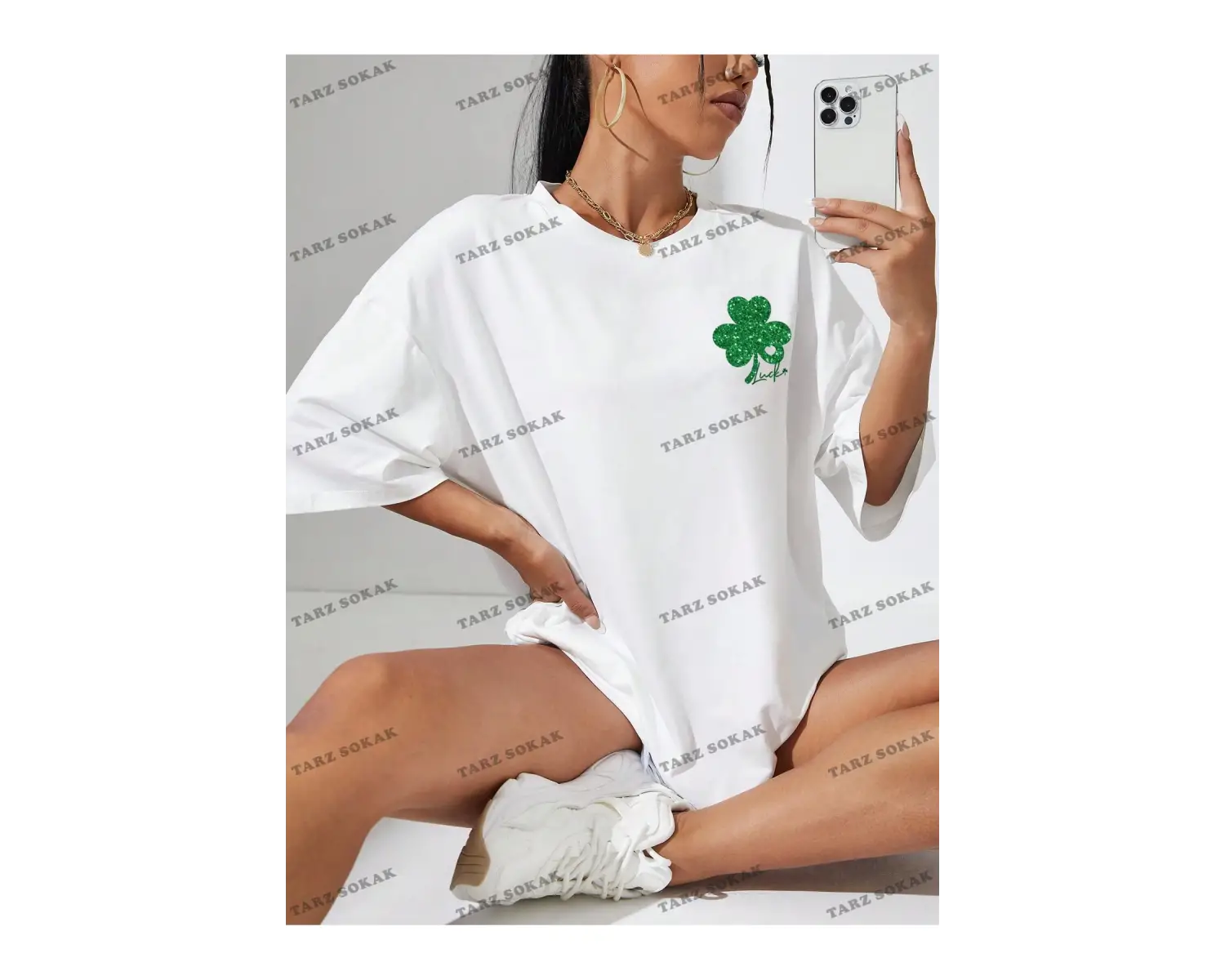 Unisex BAY  Kadın Mektup Karikatür Gülümseyen Yüz Baskı Kısa Kollu Tişört KOD-1377