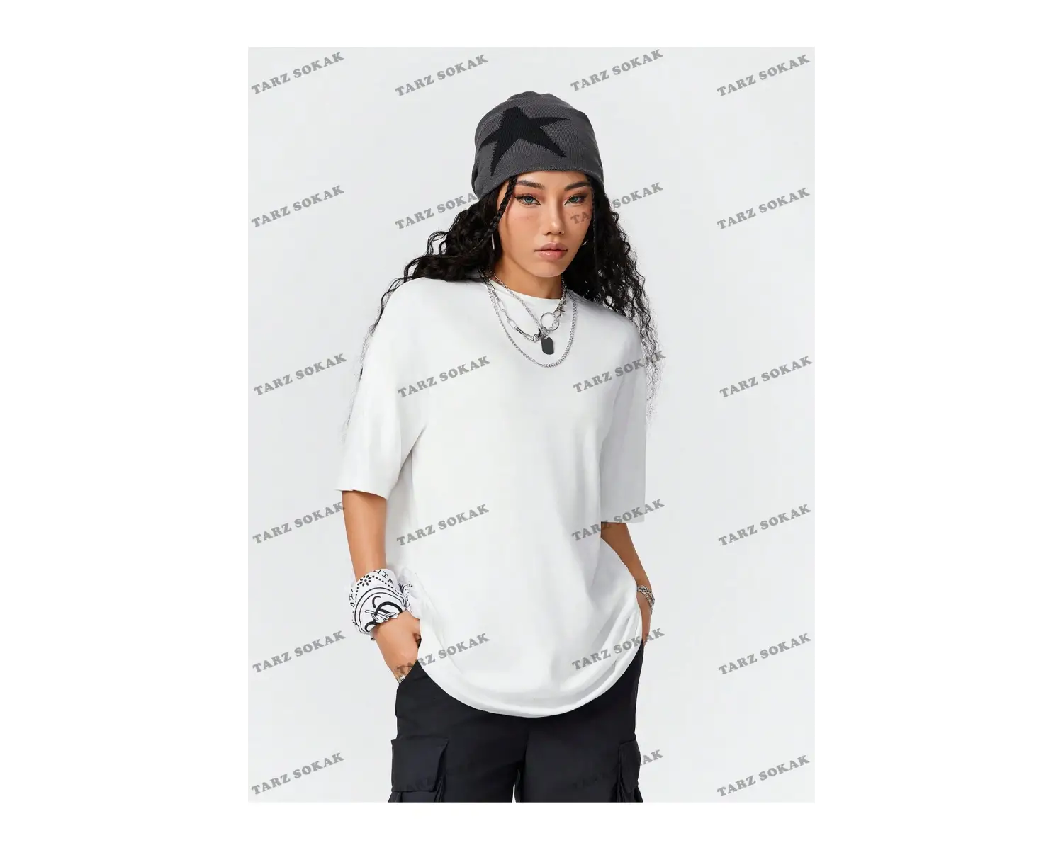 Unisex BAY  Kadın Ultra Bol Basic Harfli Tişört KOD-1383