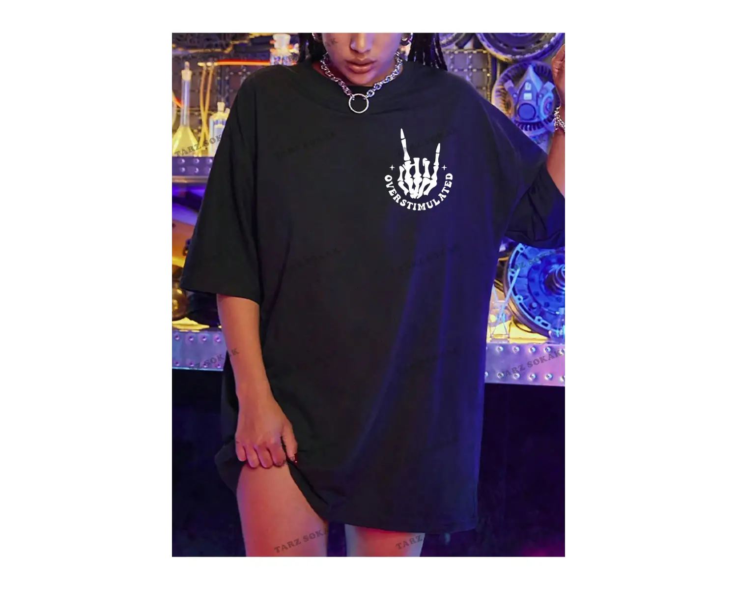 Unisex BAY  Kafatası Desenli Yuvarlak Yaka Sloganlı Kadın Tişört KOD-1327