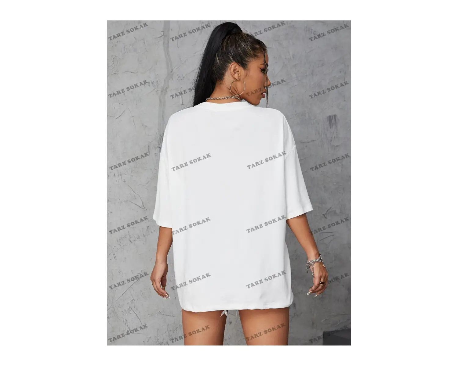 Unisex BAY  Kelebek Ve Harf Grafikli Oversize Tişört KOD-1358