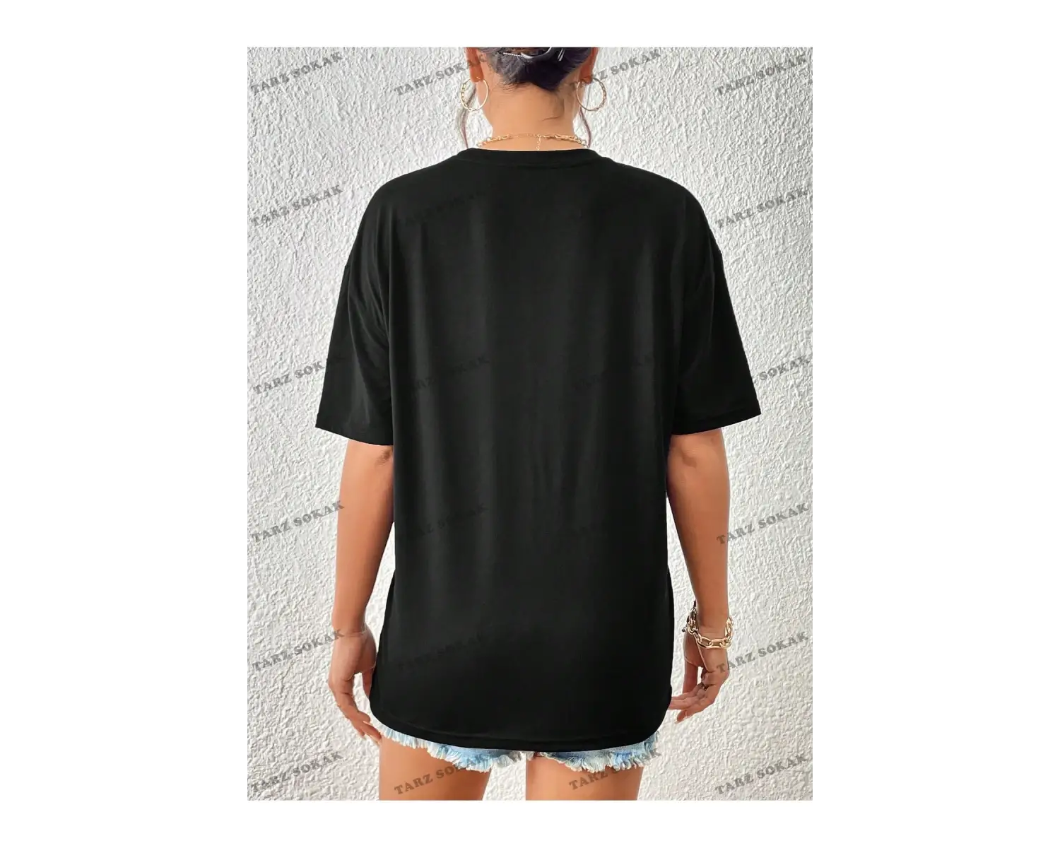 Unisex BAY  Mantar & Slogan Grafikli Düşük Omuzlu Tişört KOD-1392